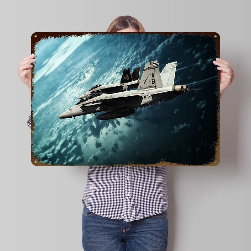 Two Us Navy FA-18 Super Hornets Poster Customized Vintage Metal Signs Wall Art Retro Tin Plaque for Decoration Bedroom House