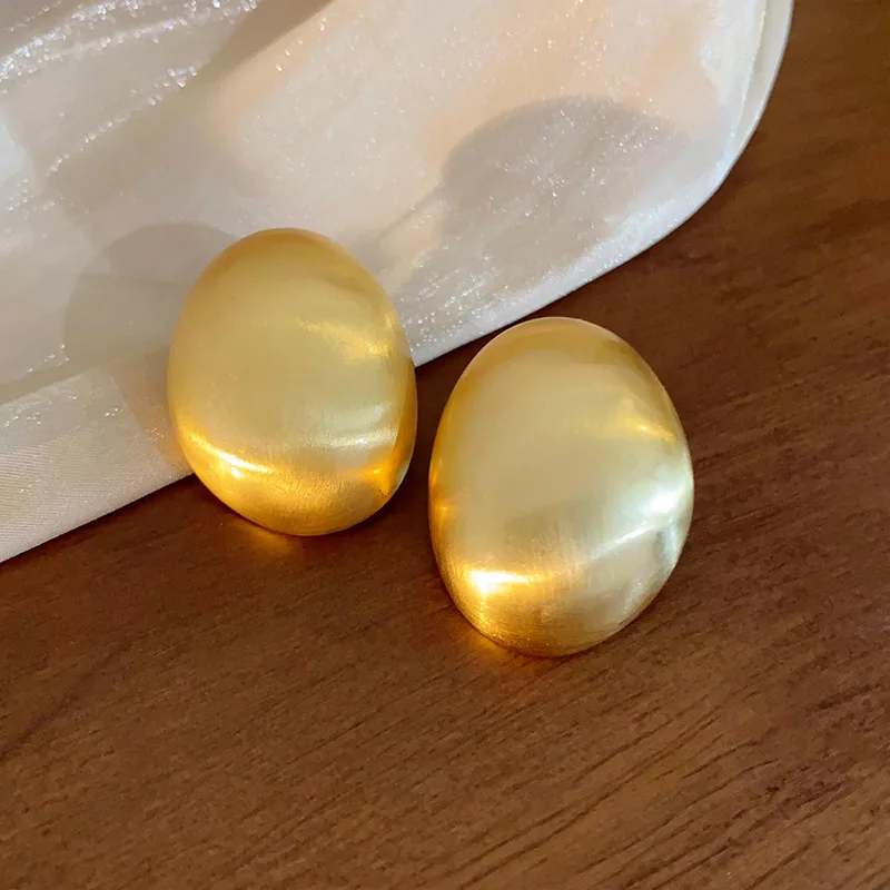 Fashionable and Simple Oval Women's Earrings Frosted Brushed Gold Metal Earrings Dinner Travel Holiday Banquet Gifts