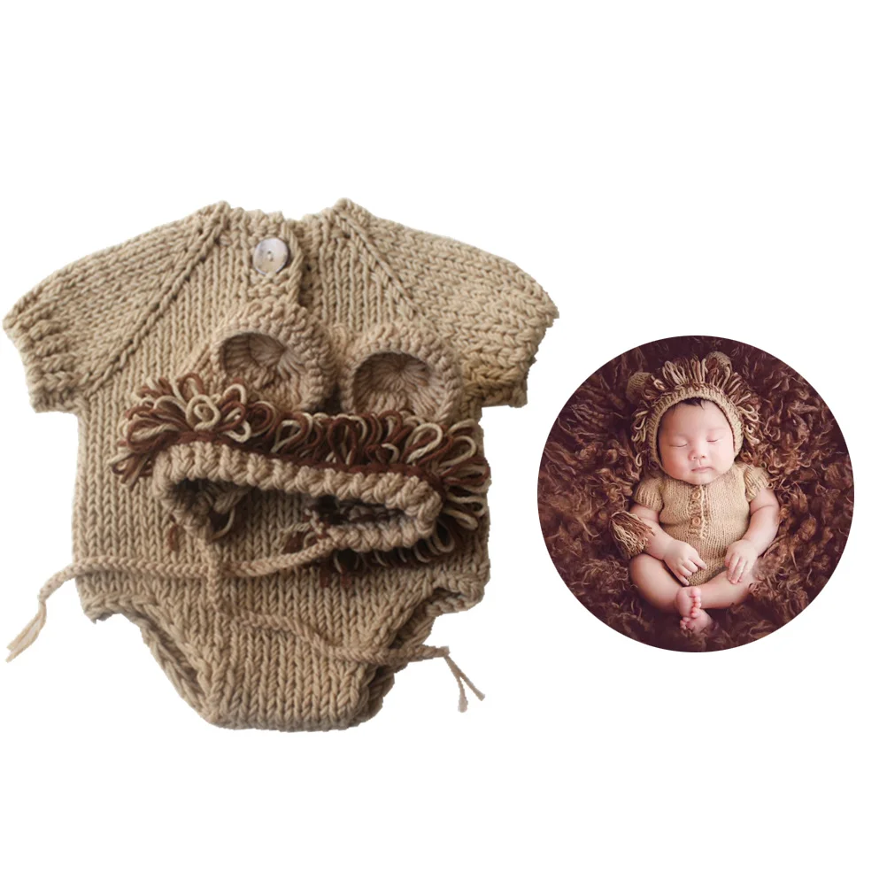 

Baby Photography Props Lion Design Knitted Newborn Photo Outfit Costume For Photoshoot Baby Clothing Suits Photography Studio