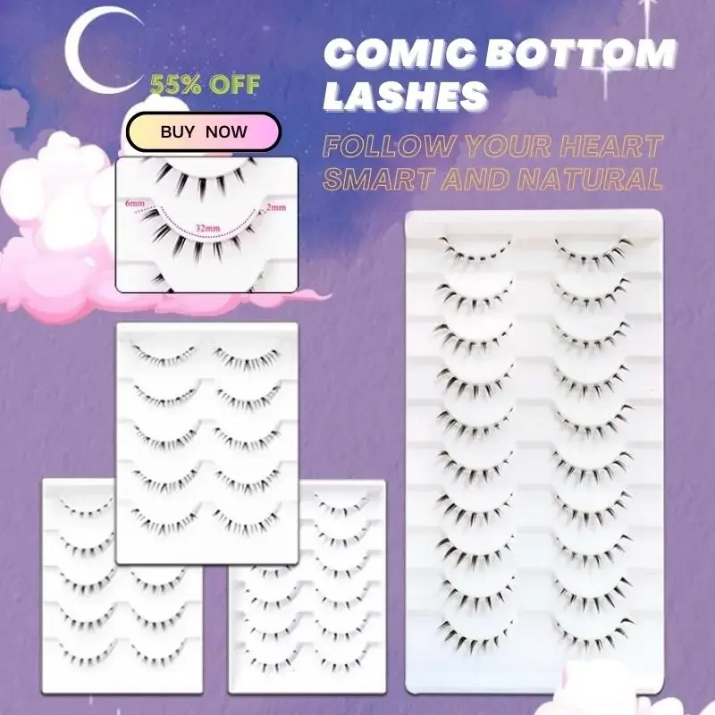 VIPUDA Lower Eyelashes&Upper Eyelash 5/10Pairs Natural Extension False Manga Korean Styly Bottom Lashes Daily Makeup