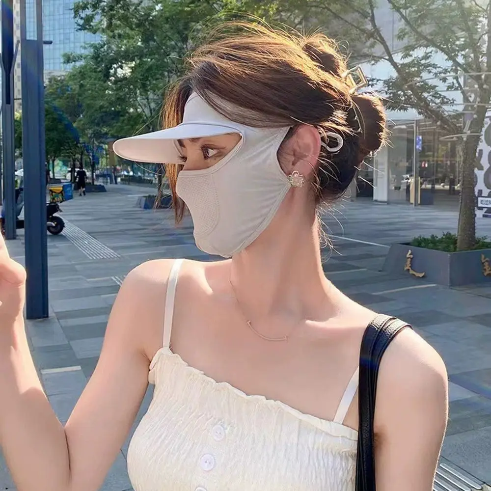 

Fashion Ice Silk Sun Protection Mask Full Face 3D Anti-UV Neck Scarf Neck Protection Dustproof Sunshade Face Mask Summer