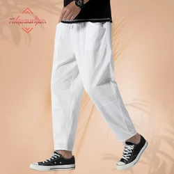 pantalon hommes vetements homme sport pantalon de travail pour hommes 100% coton été pantalons décontractés homme à la mode japonais pantalons courts pantalons amples hommes 5xl