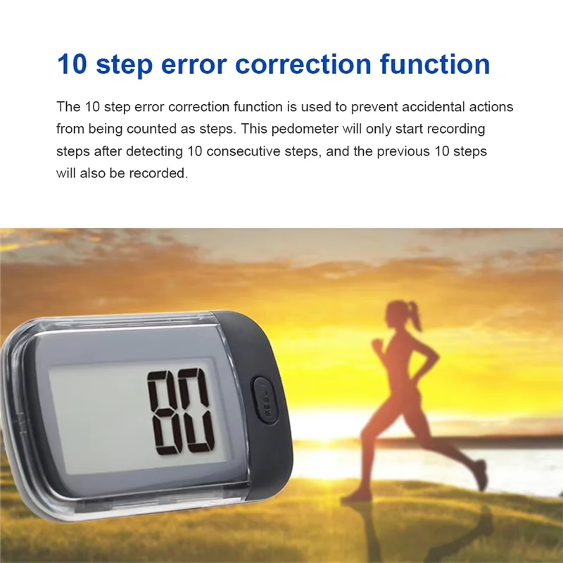 -A90P 3D Pedômetro Walking Step Counter Grande display LCD para passos e milhas ou andando com distância