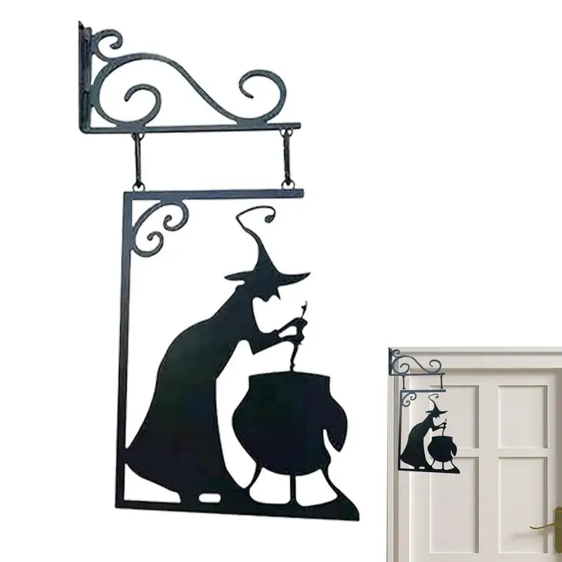 Halloween Decor Garden Corner Sign Yard Decoration Metal Witch Wall Silhouette Corrosion Garden Ornaments Party Supplies