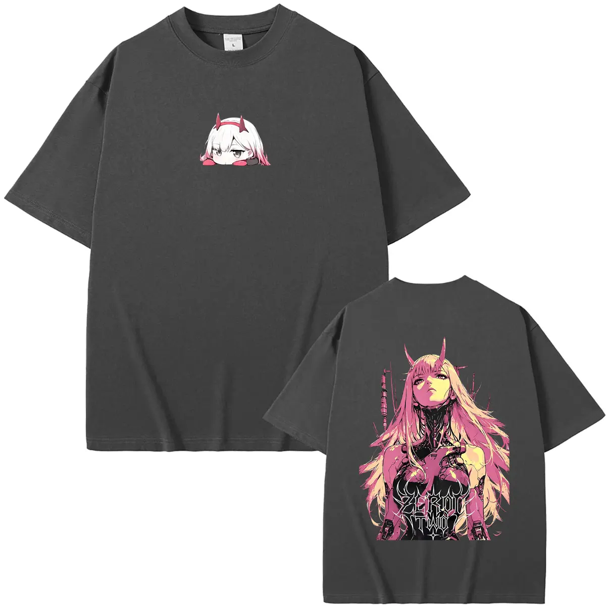 Anime Darling in The Franxx Zero Two Graphic T-shirt Summer Men Women Manga Casual Oversized T Shirts Unisex Vintage Streetwear