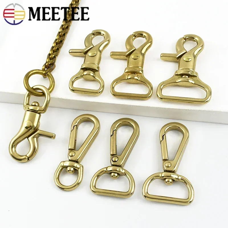 Meetee 2/5Pcs 10-25mm Metal Brass Hook Buckle Carabiner Bag Clasp Lobster Swivel Trigger Clip Dog Snap Buckles DIY Accessories