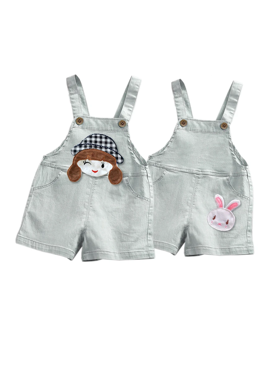 DIIMUU Summer Children Kids Baby Boys Denim Pants Infant Girls Short Overalls Clothing Dungarees Cartoon Bottoms