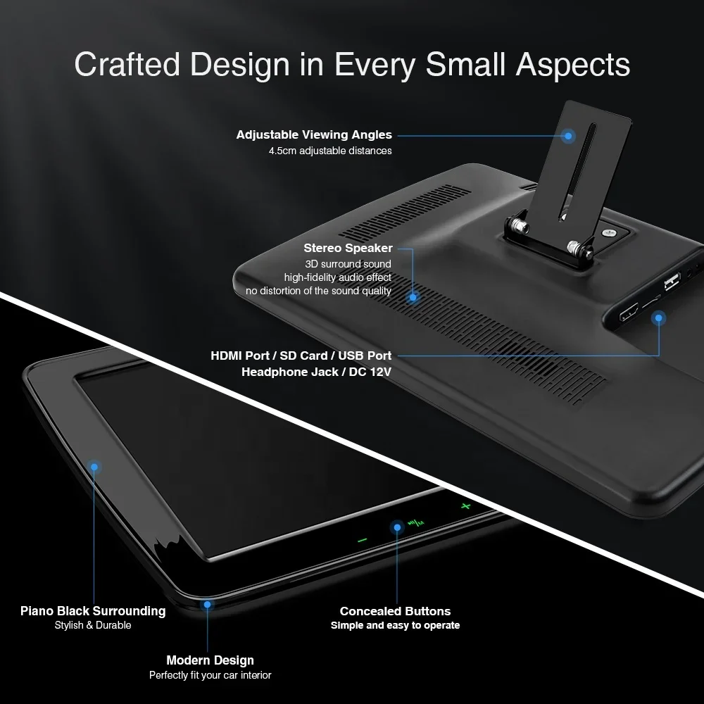 شاشة XTRONS 11.6 بوصة IPS شاشة محمولة لمسند الرأس للسيارة، شاشة الحافلة، مقعد خلفي للسيارة، شاشة سيارة للمقعد الخلفي