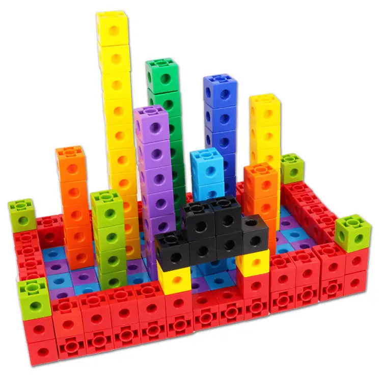 Montessori arco-íris link cubos blocos de construção educacionais brinquedos números matemática contagem aprendizagem empilhados jogos sensoriais tijolos diy