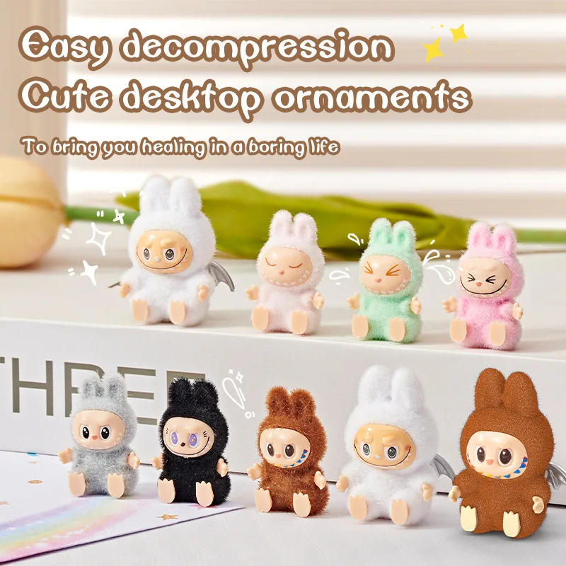 

Labubu original peripheral DIY accessories small angel mini flocking cute doll labub ornament pendant keychain accessories