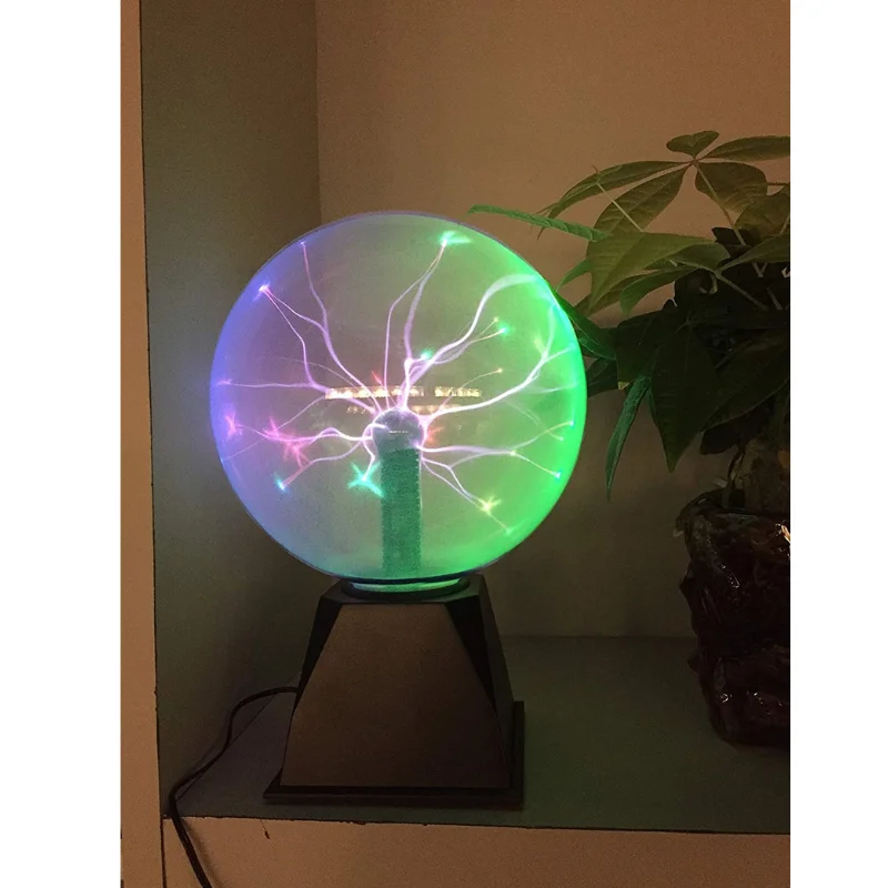 Lightahead 8" Crystal Plasma Ball Lamp with Green/Red/Purple/Multi Light Colors Globe Design Touch Sound Sensitive