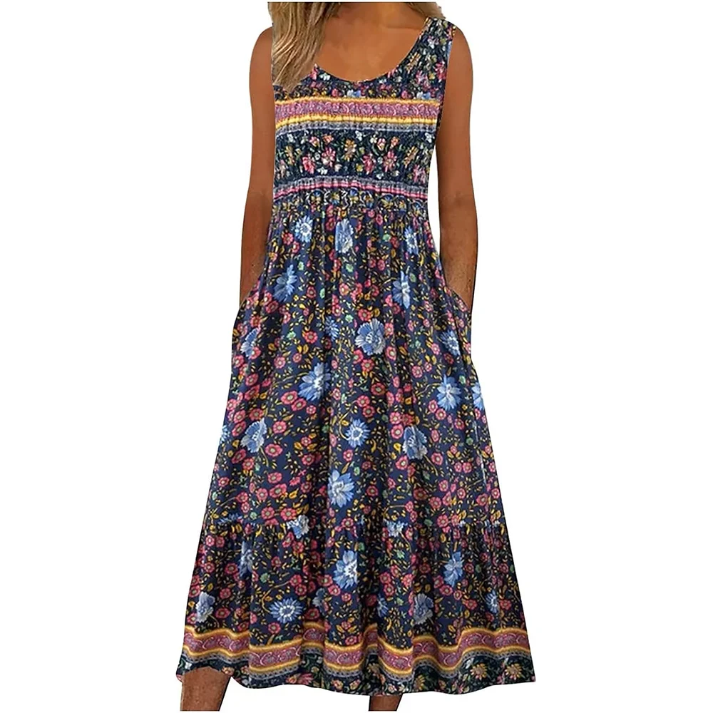 Europe and the United States 2024 spring/summer new print sleeveless pullover dress women's casual dress - Image 4