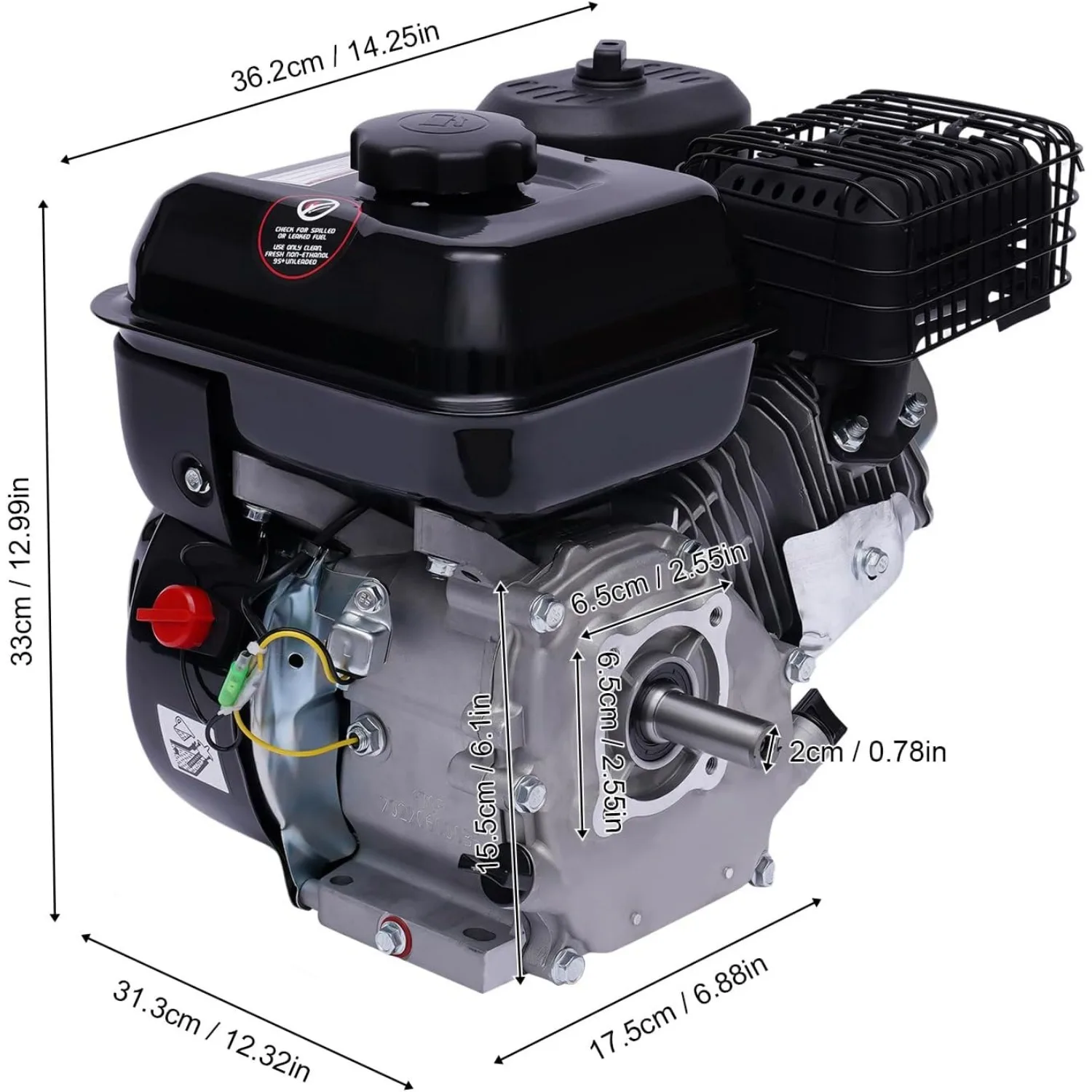 محرك غاز 7.5 حصان رباعي الأشواط مع نظام تبريد الهواء وفلتر الهواء، محرك تبريد الهواء ذو أسطوانة واحدة محمول منخفض الضوضاء