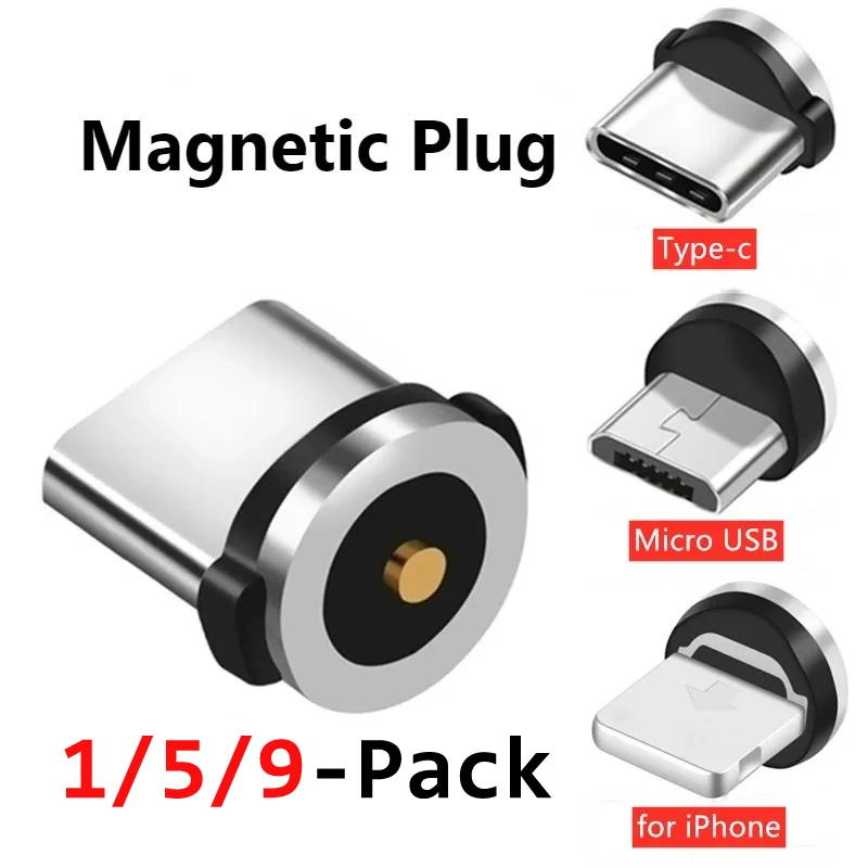 5PCS Magnetic Tips Universal For Type C Micro USB IOS Plugs Fast Charging Adapter Replacement Parts Charger Plug For iPhone