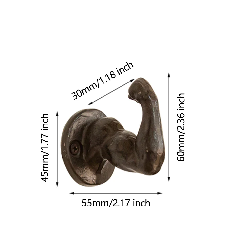 Flexible Muscle Arm Hook Coat Rack Cast Iron Curved Arm Wall Hook Gym Heavy Duty Holder Key Hanger Towel Hook Backpack Holder