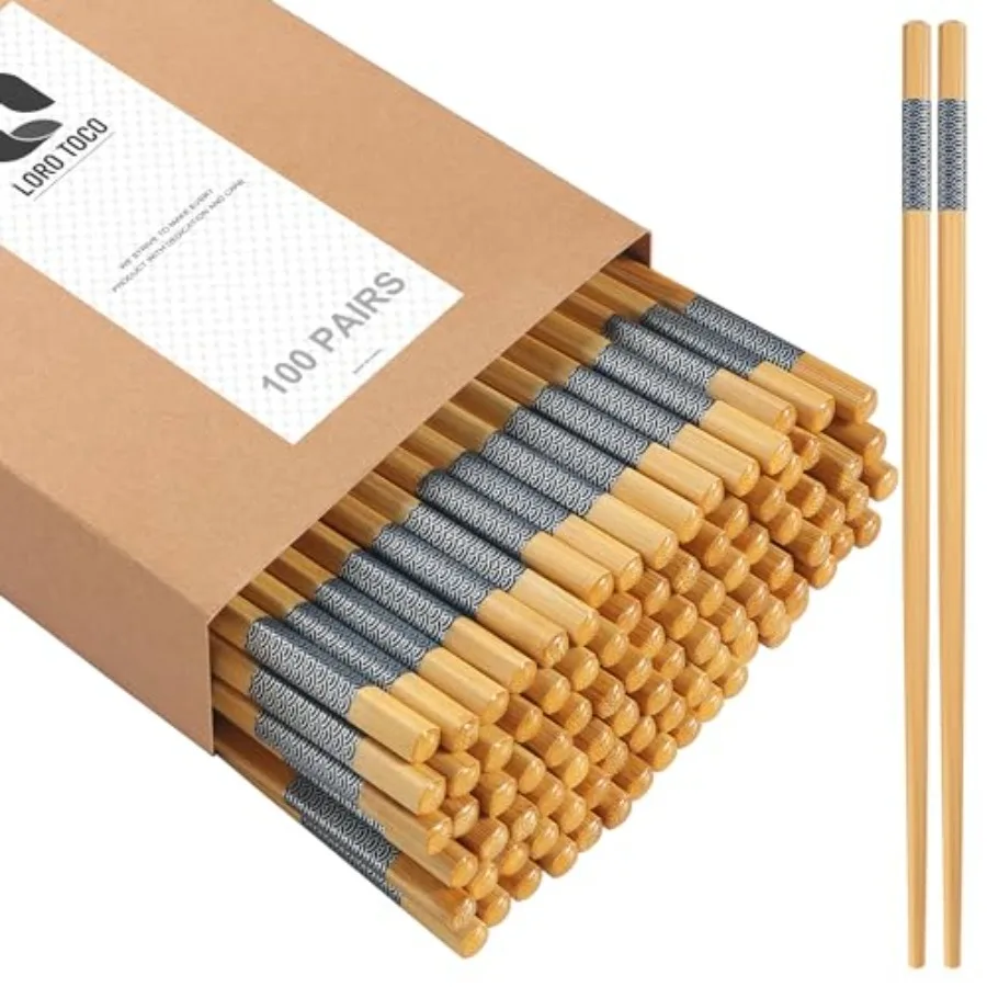 

100 Pairs Bamboo Chopsticks Disposable Reusable Separated Chopsticks - 9.45in