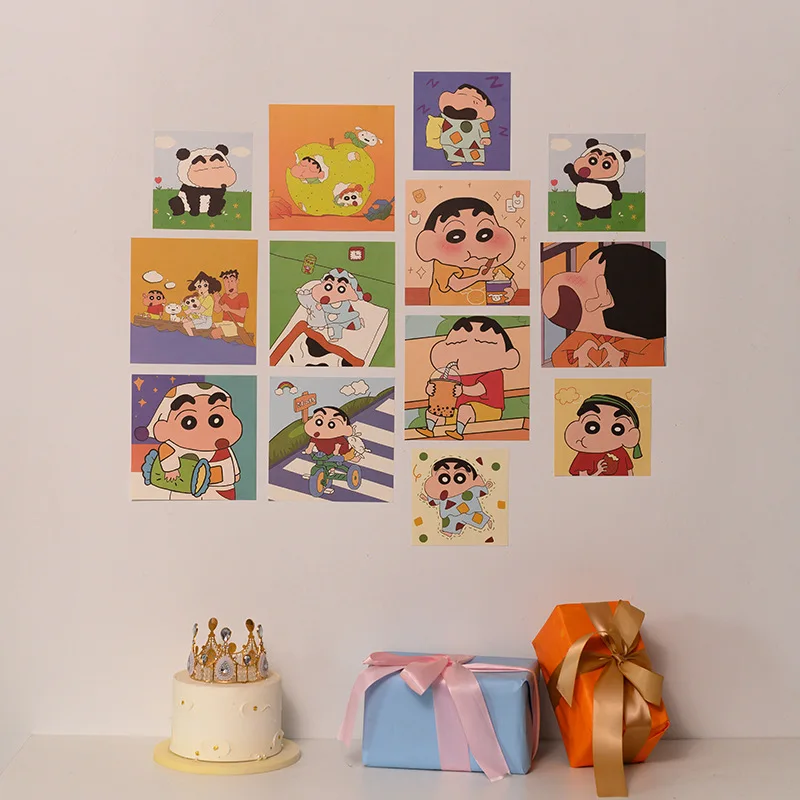 13pcs/set Anime Figure C-Crayon Shin Chan Cartoon Wall Art Prints Canvas Painting Decor Anime Poster for Living Room Home