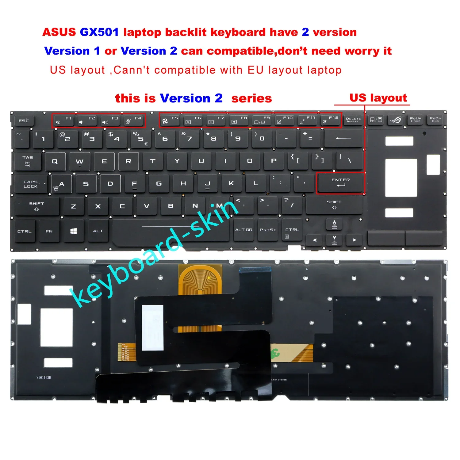 New US Keyboard Backlit for Asus GX501 GX501V  GX501GI GX501VI GX501VIK GX501VS GX501VSK laptop