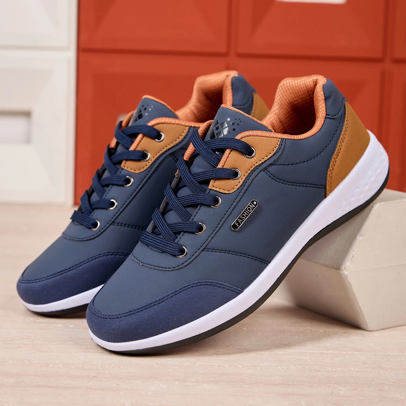 ZERJER Neu eingetroffene bequeme Freizeitschuhe für Herren, modische rutschfeste Ledersneaker, atmungsaktive, leichte, flache Schuhe für den Alltag – Detail 3