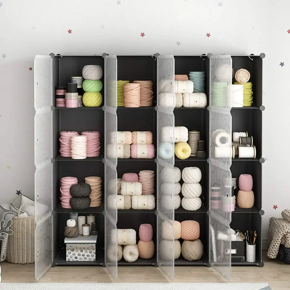 Simple Plastic Cube Organizer Wardrobe, Multifunctional Coat Rack, Bedroom Furniture, Cube Organizer, Easy To Assemble