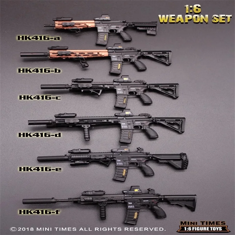 Hot Sale HK416 M4 Mini Times Toys 1/6 Soldier Miniature Plastic Weapon Model Fit 12'' Action Figure In Stock Birthday Gift