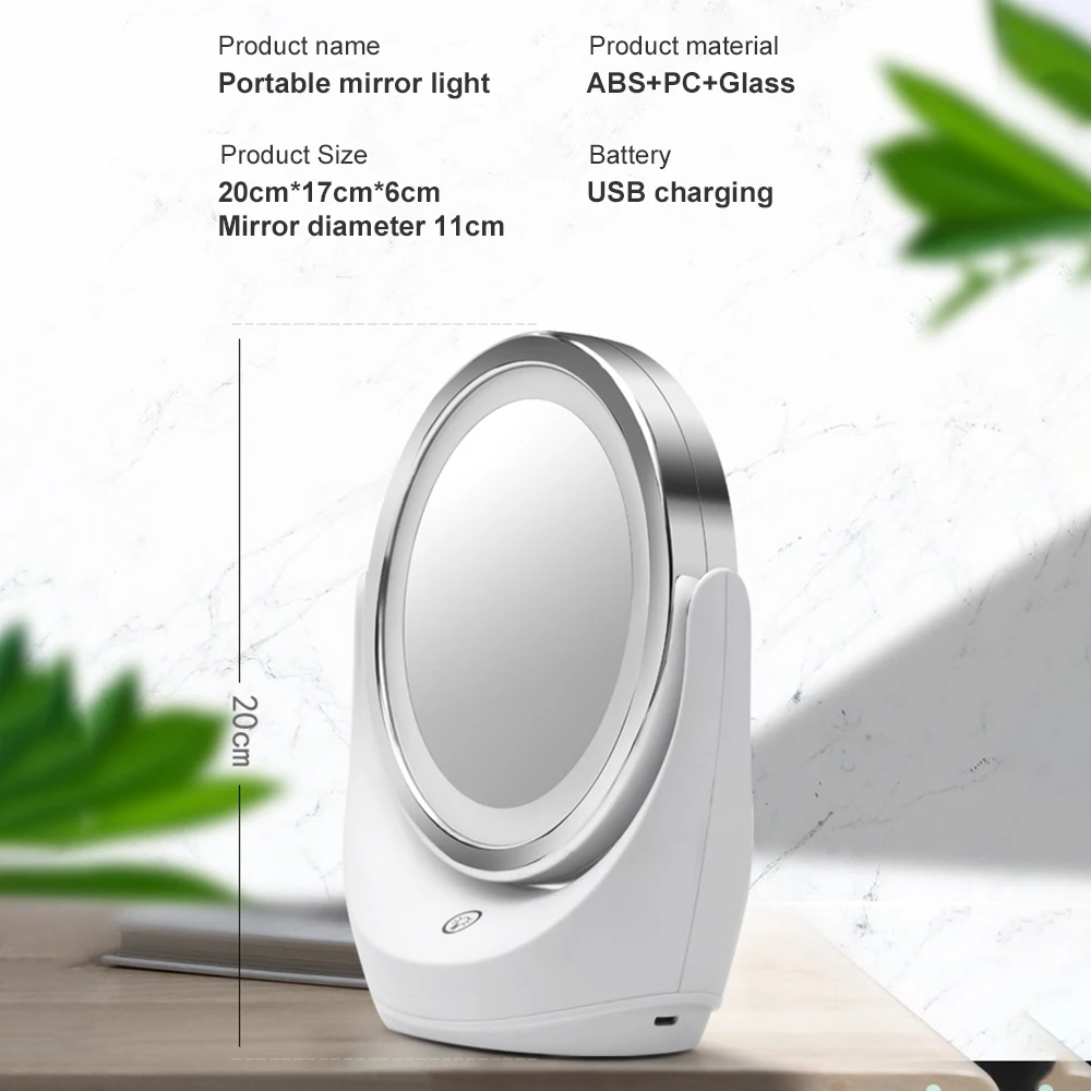 360 Grad LED Kosmetik spiegel 5-fache Vergrößerung doppelseitiger Spiegel 3-Gang-Lichter Kosmetik spiegel einstellbare Ausbesserung kosmetik – Detail 6