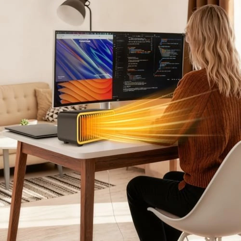 سخان مساحة PTC بورسلين 900 وات مع ميزات أمان وتشغيل هادئ وتصميم مدمج للمكاتب والمساحات الصغيرة وغرف النوم #2