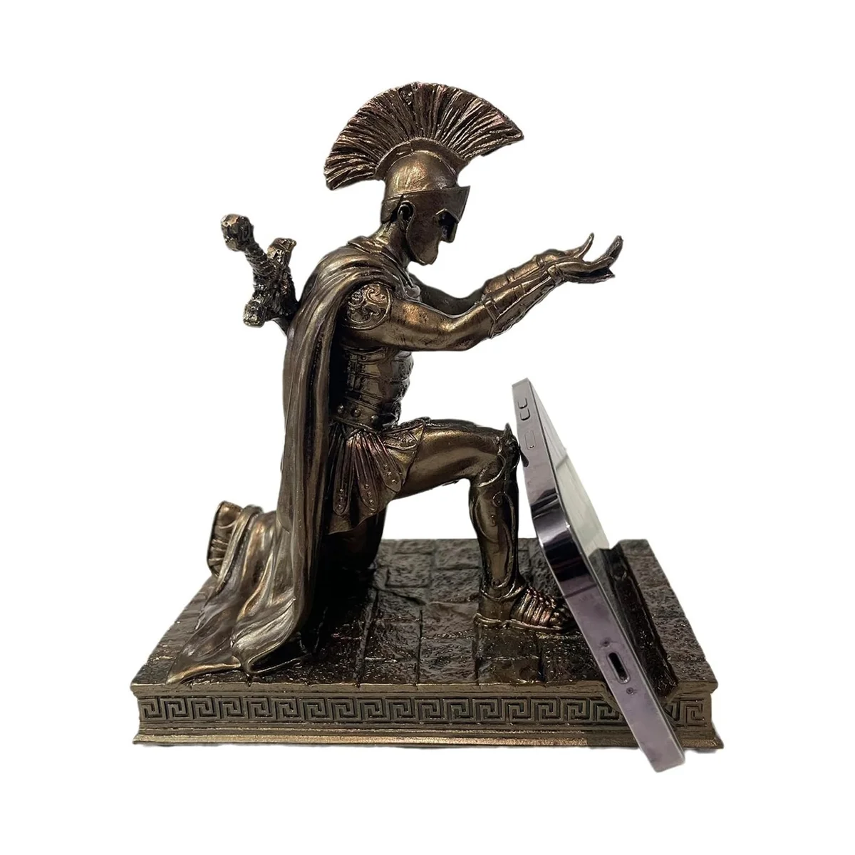 Imagem -06 - Roman Knight Pen Holder com Capacete Estátua de Bronze Phone Stand Magnético