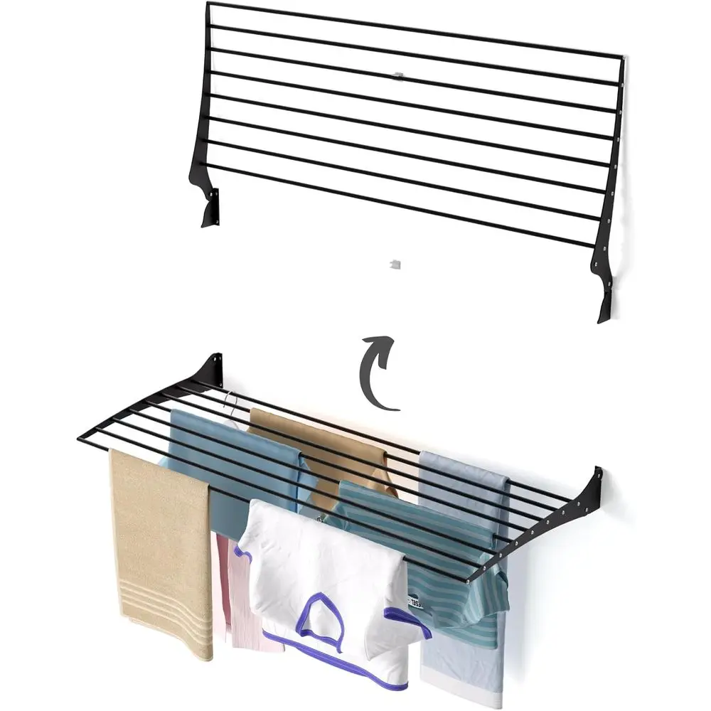 

Компактная настенная сушилка для белья из алюминия и стали, 116 см, для использования в помещении и на улице