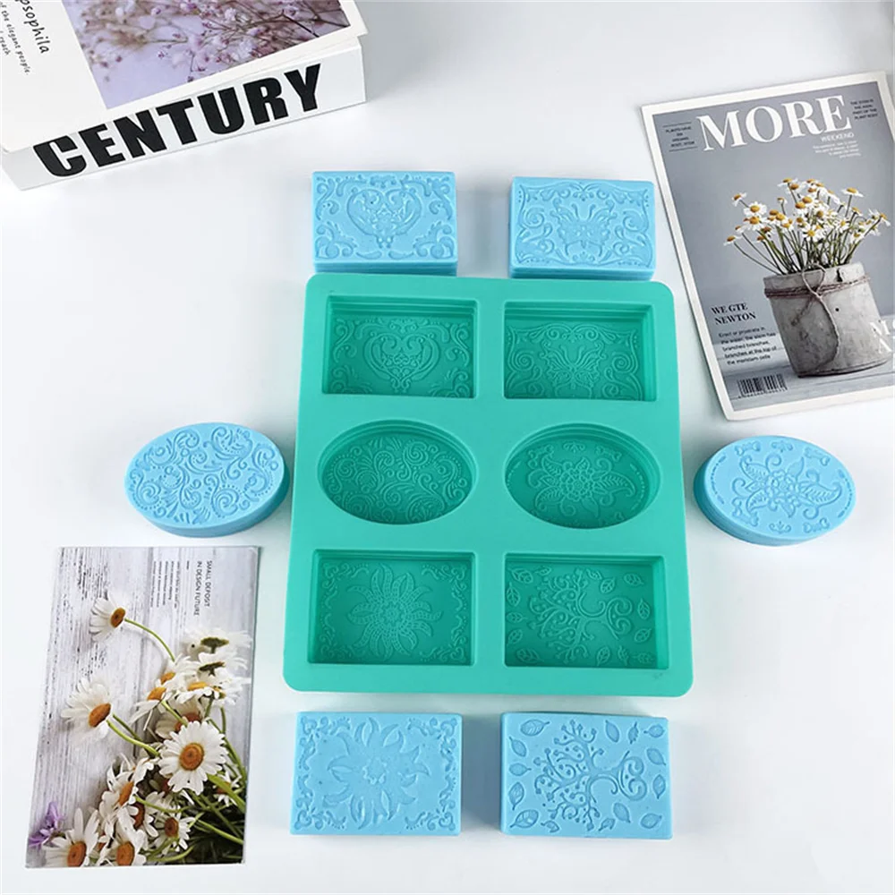 6 Holes Soap Mold Oval Flower Pattern Soap Making Mould DIY Craft Silicone Mold