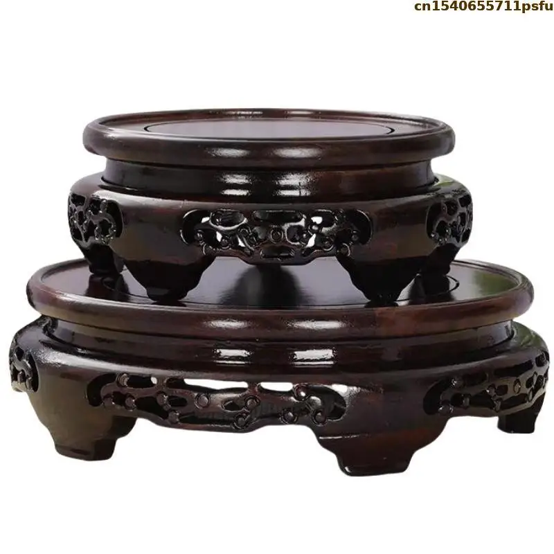 13-40cm Diameter Wooden Standing Flower Base Vase Flower Pot Sorting Table Display Stand Bonsai Holder Plant Shelf Garden Base