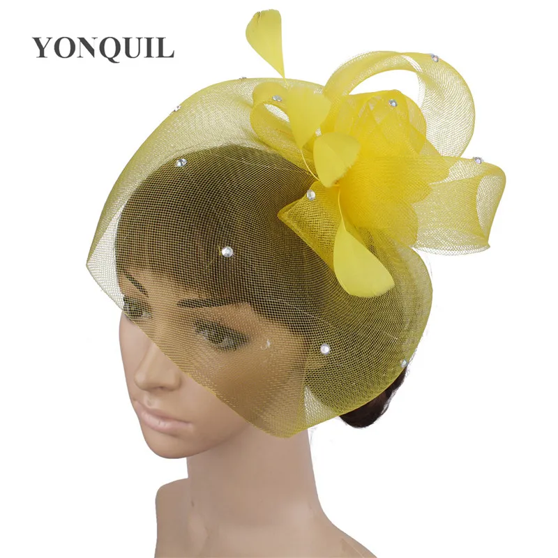 Elegant Birdcage Veil Wedding Fascinator Hat with Feather for Ladies Bridal Headwear Fashionable Hair Accessories for Brides