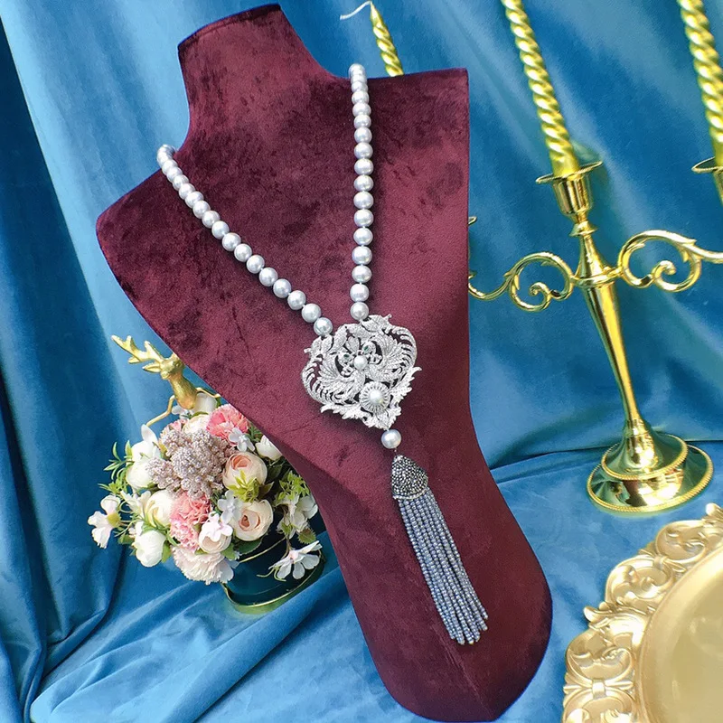New Freshwater Pearl Necklace for Women 8-9mm Light Luxury Full Diamond Micro Inlay Accessories Show Fashionable Personality 299