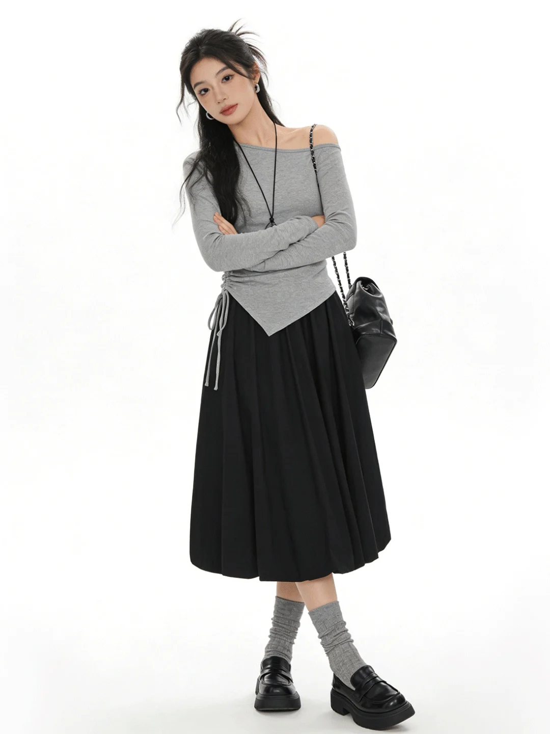 

Корейская юбка-миди A-силуэта Simple Bloom для женщин, свободная, приталенная, универсальная, для ранней весны, в стиле Gentle Wind