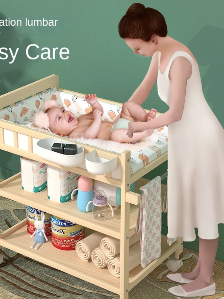 Yy Solid Wood Diaper Changing Table Baby Care Desk Bath Integrated Multifunctional Storage