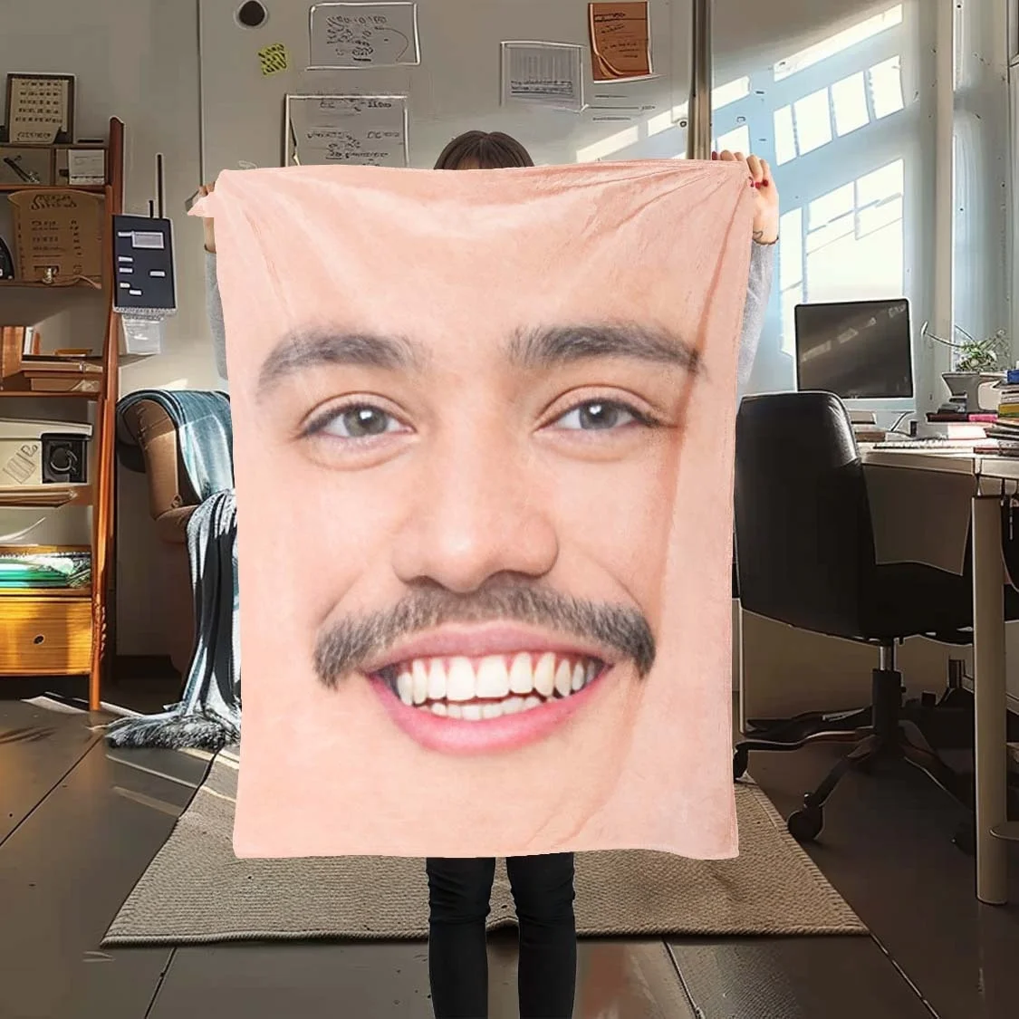 Personalized facial pattern, suitable for sofas, beds, offices, and travel in all seasons, personalized blanket.