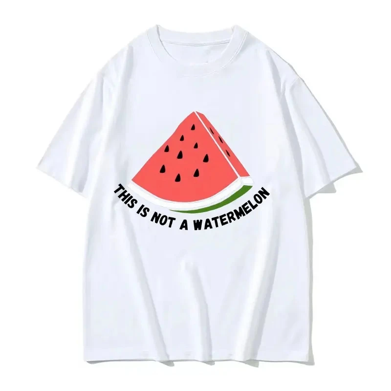This is not a watermelon print print street fashion trend fun printed men\'s and women\'s all-purpose short-sleeved T-shirt