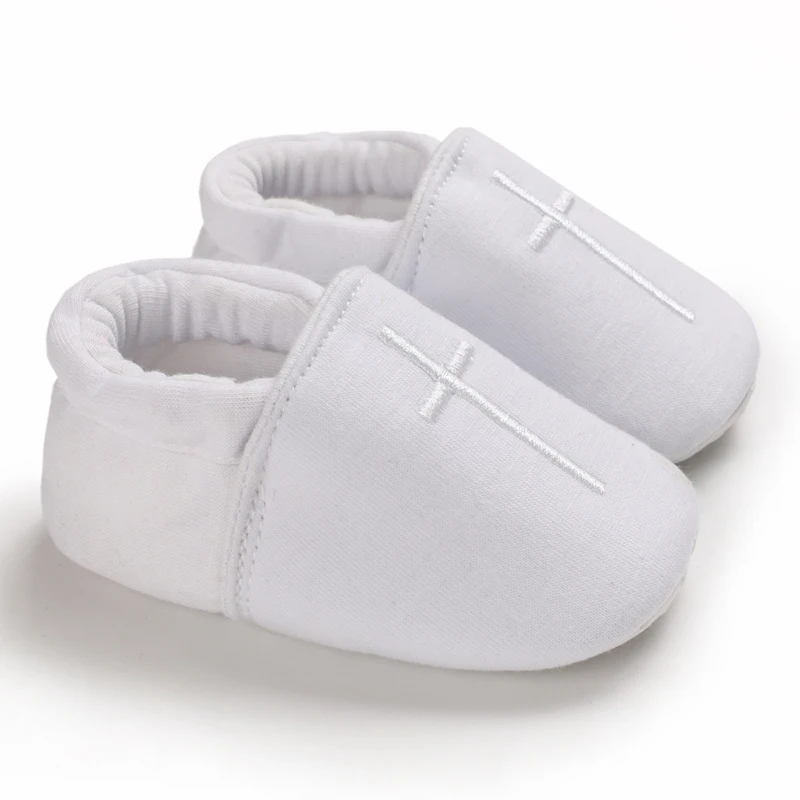 New Newborn Baby White Baptismal Shoes Baby Anti Slip Fashionable Walking Shoes Baby Cross Baptismal Shoes