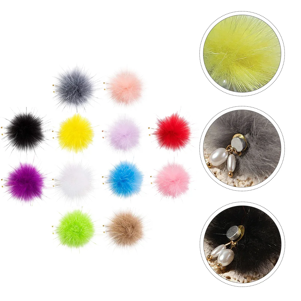 

12 Pcs Nail Fur Ball Accessories Decor DIY Magnetic Detachable Fluffy Ornament Accessory