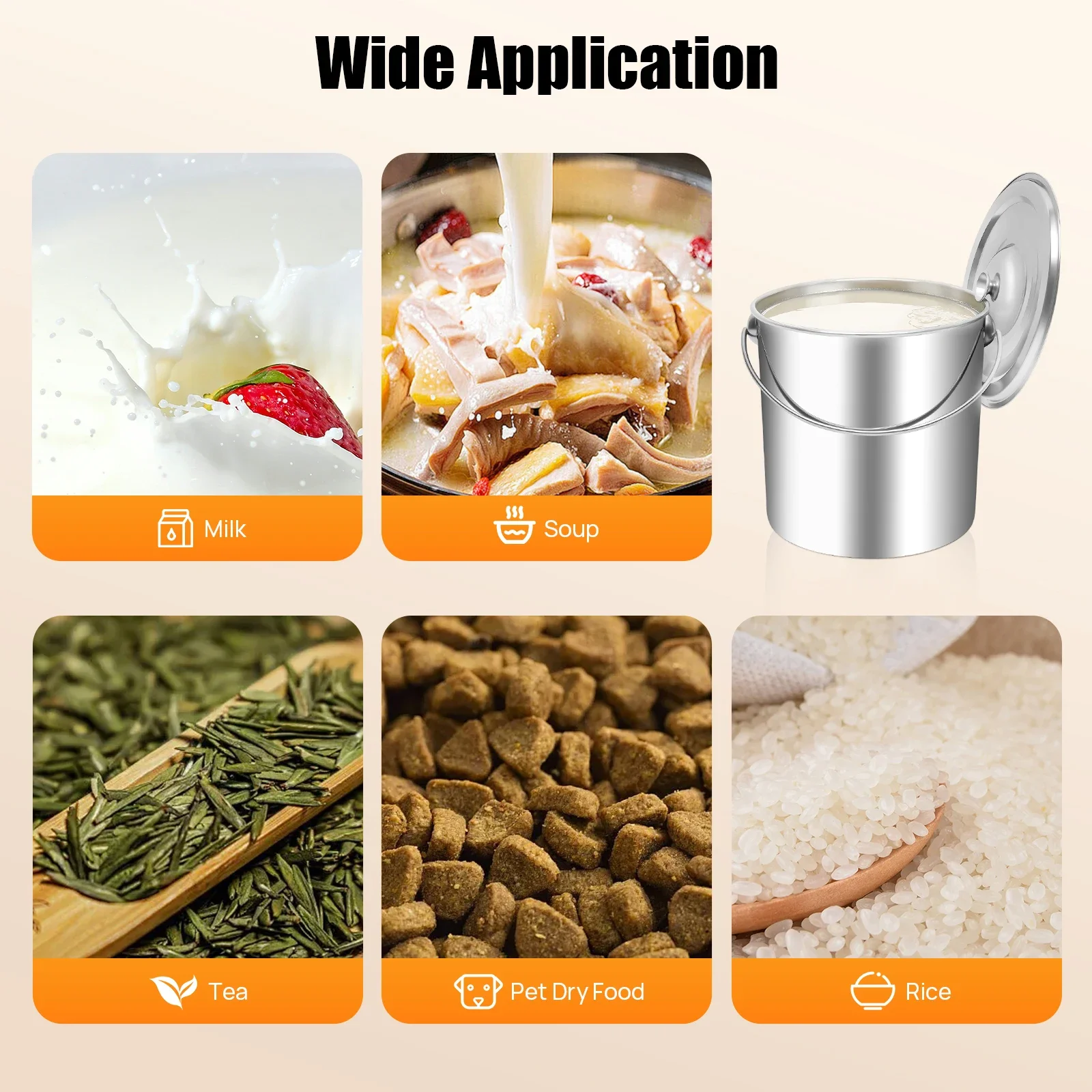 

20L Milk Food Bucket, Thickened Stainless Steel with Lid, Suitable for Kitchen,Industrial,Pharmaceutical,Catering, Personal Use