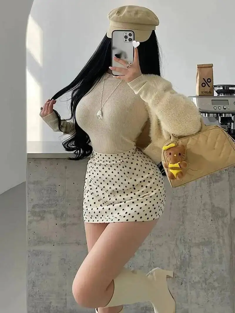 

Pure Desire Sweet Girl Сексуальная обтягивающая плюшевая юбка с высокой талией и короткой милой мини-юбкой на бедрах Горячие сексуальные корейские женщины 6P84