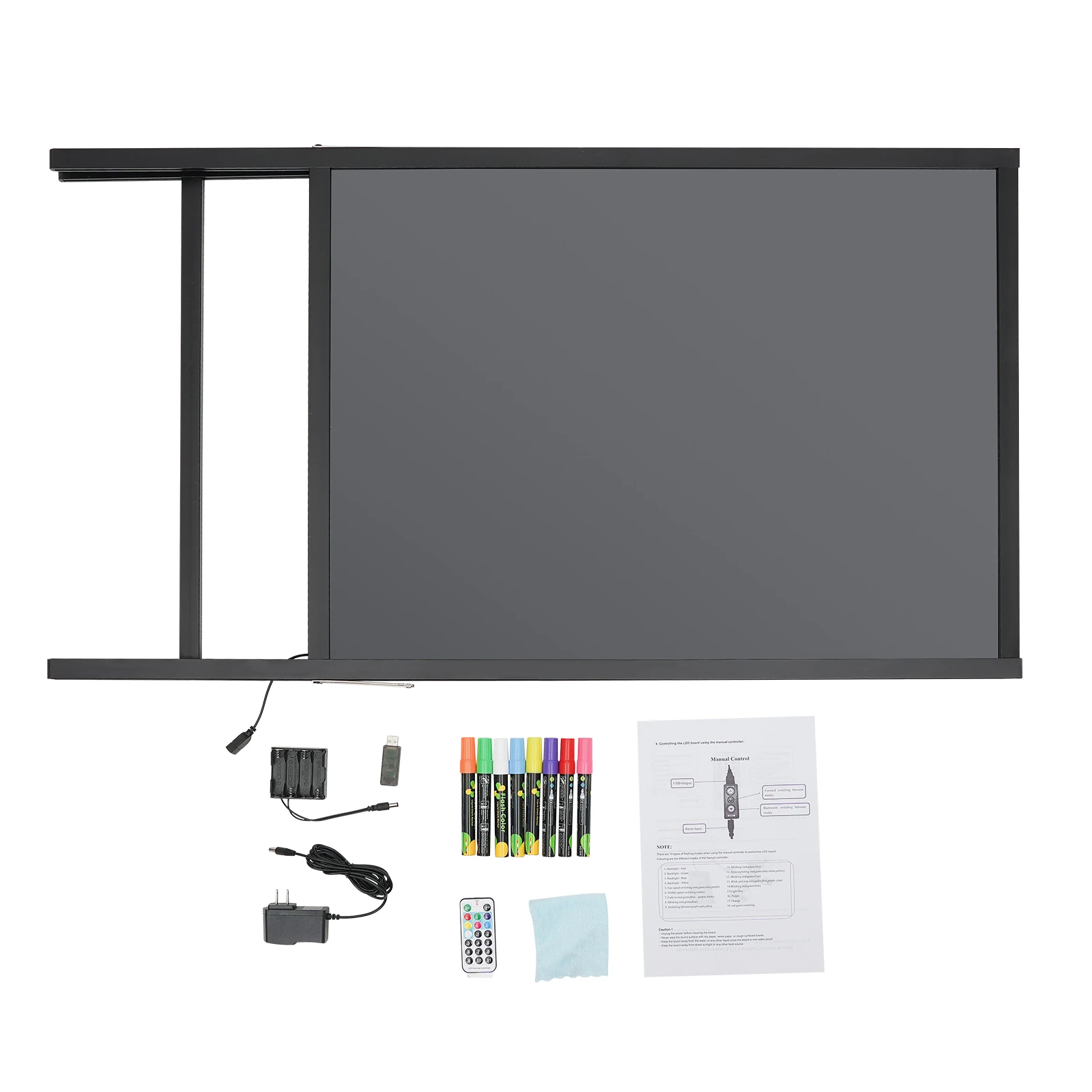 Bacheca LED con luce a 7 colori con superficie di scrittura 23,62x31,5 pollici, 11 modalità lampeggianti, doppie opzioni di alimentazione, facile da pulire