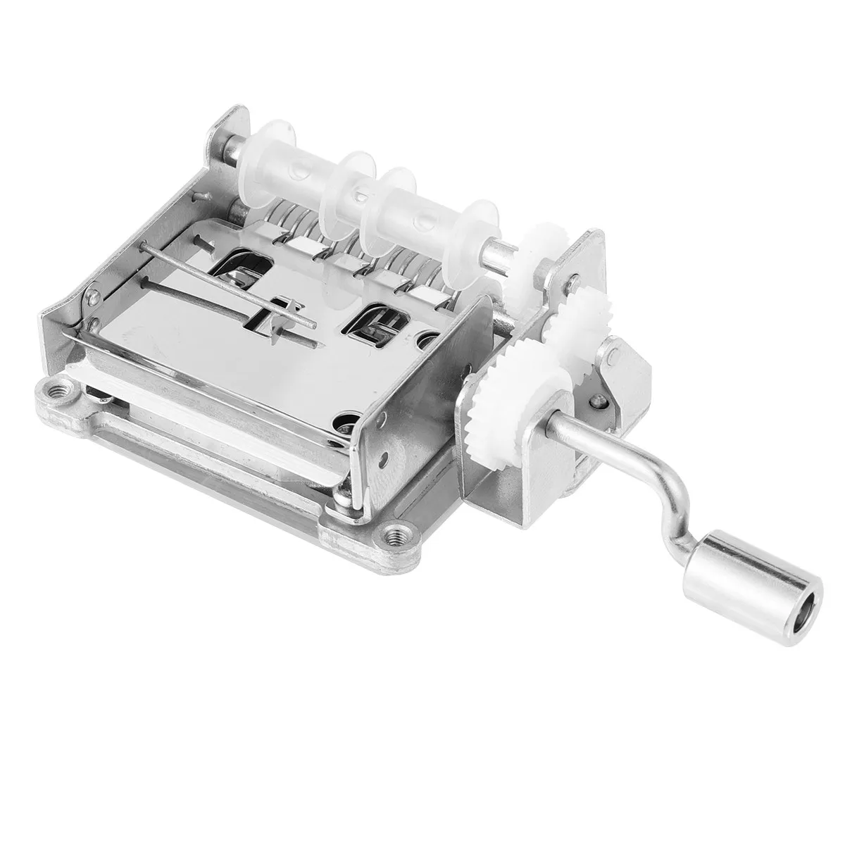 3Pcs Hand Crank Music Box Movement 15 Note DIY Kit with Hole Puncher and Blank Paper Tapes to Make Your Own Melody Silver