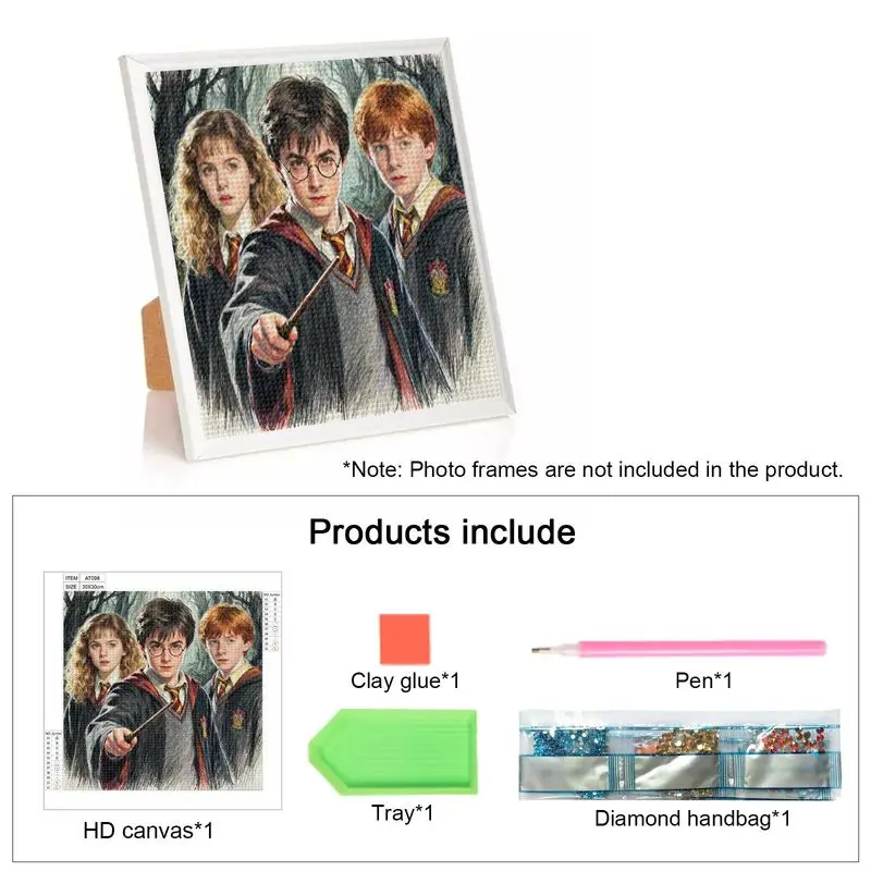 1 قطعة هاري بوتر هيرميون رون 5D DIY الماس طقم الطلاء ، الحفر الكامل معالج الفيلم السحري الفن ، تألق حجر الراين التطريز Ho