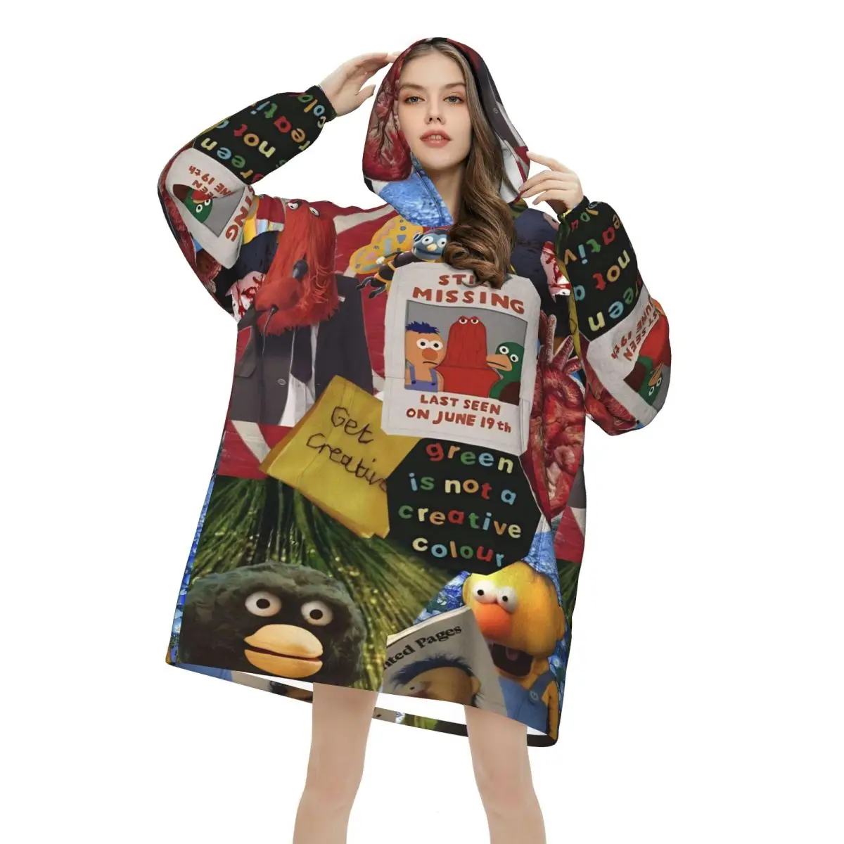 Don't Hug Me I'm Scared Wearable Blanket Hoodie  Warm Cozy Oversize Blanket Sweatshirt Thick Fleece Hooded Blanket with Pocket