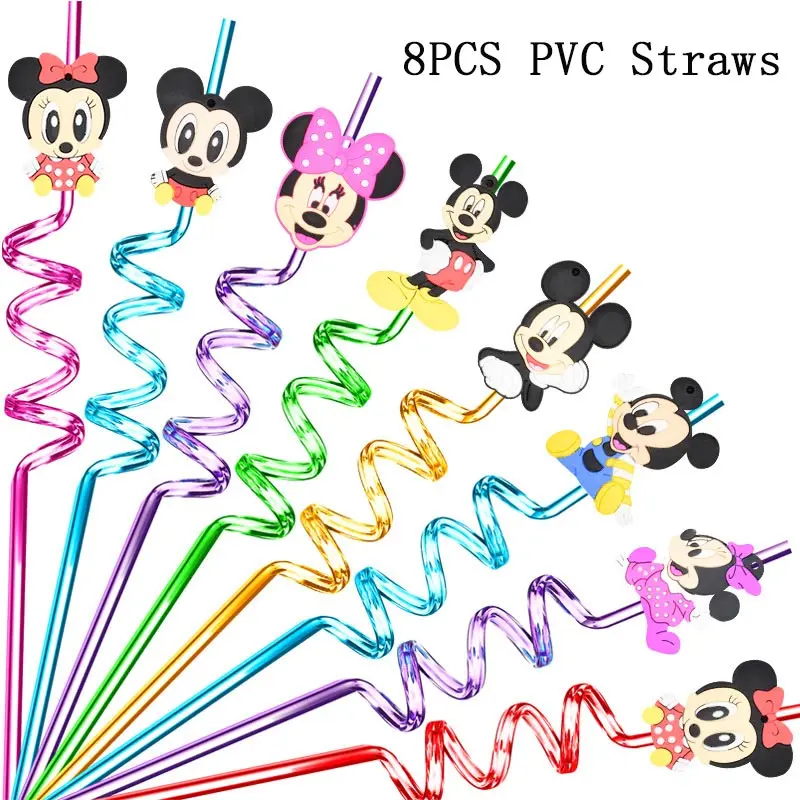 Disney Minnie Mouse Birthday Party Decoration Disposable Tableware Cup Plate Straws Minnie Balloons Supplies Baby Shower Girls