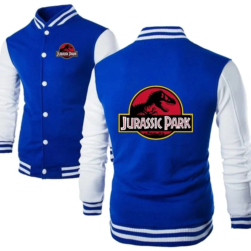 Men Women Baseball Jacket Coats Dinosaur World Sweatshirt JURASSIC PARK Print Baseball Uniforms Couple Cardigan Clothes Tops