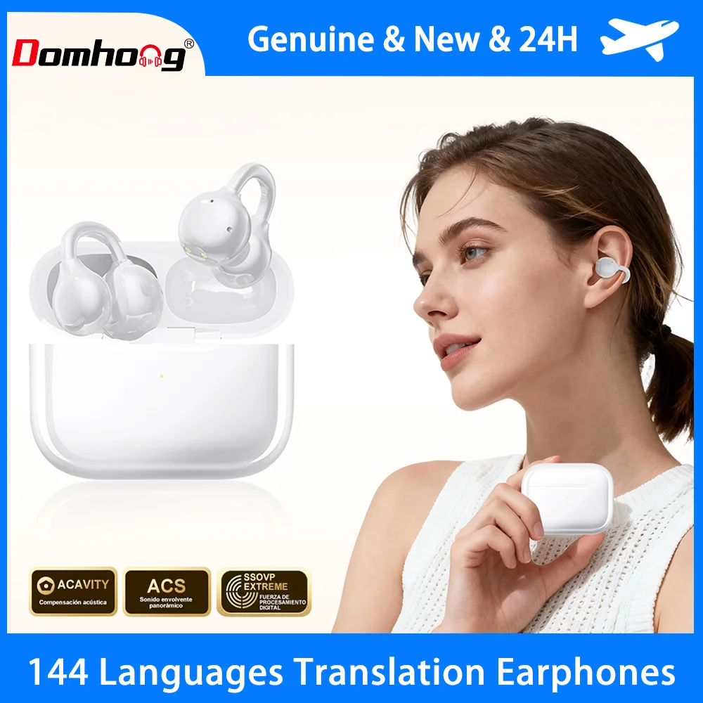 Domhong M11 Open Ear Wireless Earphones Hi-Res with ‌LHDC Ear Clip Earbuds Bluetooth 5.4 Clip On OWS Sports Headphones 40Hrs