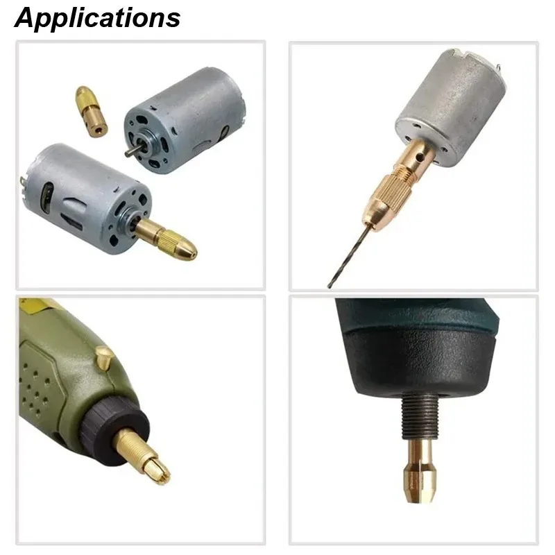 Conjunto de Mandril de Broca Mini com Pinça para Eixo de Motor Elétrico, Adaptador de Porca de Fixação para Ferramenta Rotativa, Compatível com Micro Brocas Helicoidais e Cartuchos de Latão
