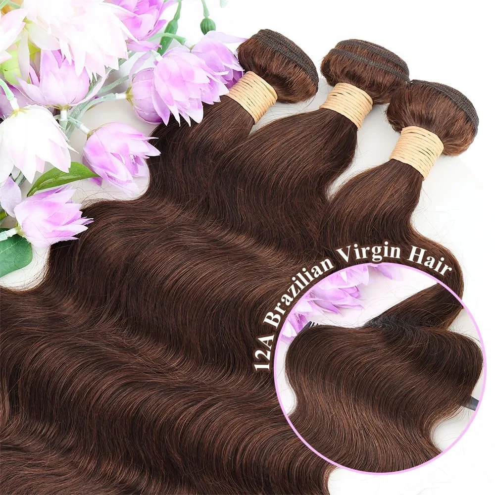 26 Inch 100g/PC Light Brown Body Wave Human Hair Bundles Double Weft Hair Extensions Brazilian Virgin Hair Full End